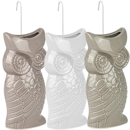 Hochwertige Luftbefeuchter 3-teiliges Set - 170ml - für Heizung aus Dolomite - glänzend glasiert - Wasserverdunster Verdamper verdunster Klima - Eule - Mix von My-goodbuy24