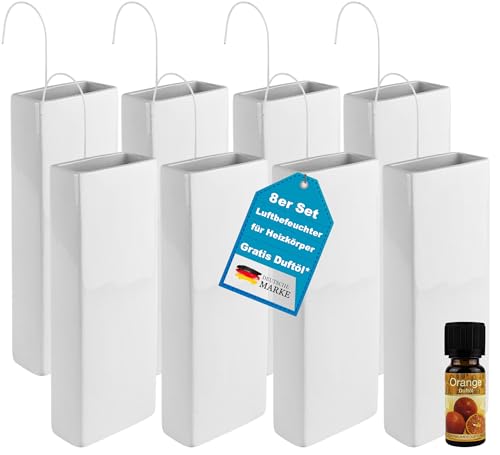 Luftbefeuchter für Heizung Set inkl. Haken - Keramik 380ml Wasserverdunster - weiß beige - Wasserverdunster verdampfer verdunster Luftreiniger - Neutral - 8 Stück von My-goodbuy24