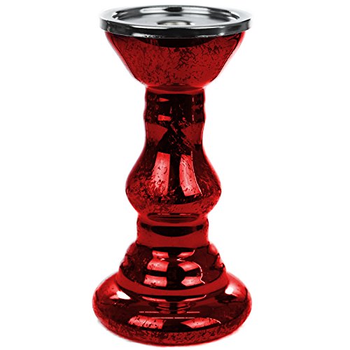 1 x Hochwertiger Kerzenständer in rot aus Glas für Stabkerzen und Stumpenkerzen Deko Tischdeko - 21 x 11,5 x 11,5 cm von My-goodbuy24