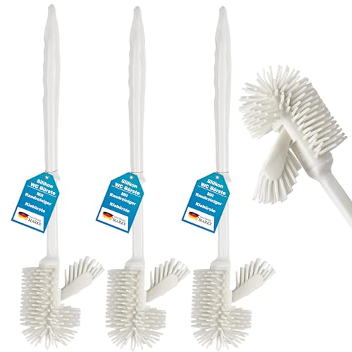 3er Set WC Bürste Bürstenkopf aus Silikon Bürstengarnitur ersatz Toilettenbürste Klobürste Bad Badezimmer weiß von My-goodbuy24