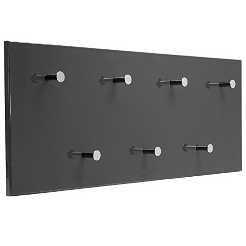 My-goodbuy24 Garderobe Wandgarderobe Hochglanz mit 7 Kleiderhaken Wandpaneel Flurgarderobe Garderobenpaneel Garderobenleiste MDF - grau Hochglanz von My-goodbuy24