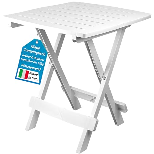 My-goodbuy24 Gartentisch Beistelltisch klein leicht Klappbar Kunststoff Balkon Garten Terrasse Tisch Balkontisch Klapptisch Outdoor - 45 x 43,5 x 50,3cm (Weiß) von My-goodbuy24