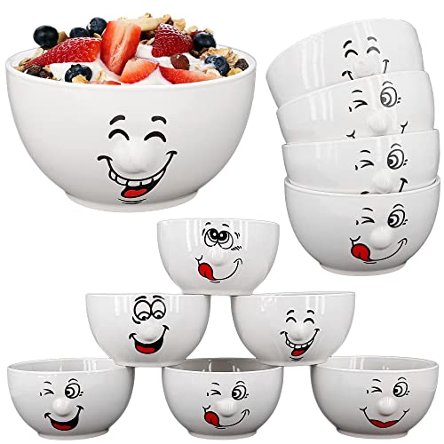 My-goodbuy24 Müslischale aus Gesicht - 6-teiliges Set - 500ml - Keramikschüssel-Set, Müslischale, Salatschüssel, Dessertschüssel, Suppenschüssel, Müslischüssel Smile Schale - weiß von My-goodbuy24