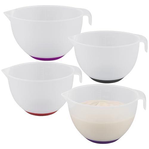 My-goodbuy24 Rührschüssel Set 3000ml - 4 Stück - Backschüsseln Teigschüssel Kochschüssel Schüssel Plastikschüssel mit Messskala & Ausgießer, Schüssel-Set zum Mischen & Verrühren von My-goodbuy24