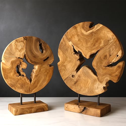 My-goodbuy24 Teakholz Deko Abstrakte Skulptur auf Sockel Massiv-Holz Accessoire Dekofigur Wurzel Handeschnitzt- Jedes EIN Unikat - Handmade - Höhe 50cm von My-goodbuy24