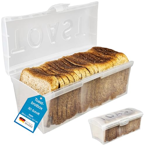 My-goodbuy24 Toastbrotbox mit Deckel Klickverschluss - Brotkasten für Toastbrot 3,5 Liter - Brotdose für Sandwichtoast - Toast Box aus transparentem Kunststoff (Weiß) von My-goodbuy24