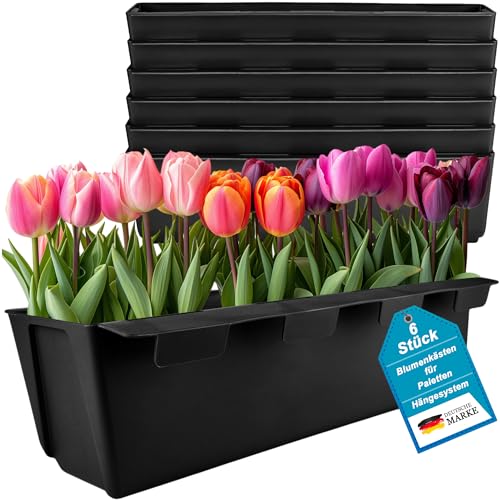 My-goodbuy24 Pflanzkasten für Paletten - 6er Set Einsatz Kunststoff - Blumenkästen Einsatz für Europlatten Deko Garten Pflanzschale Stecksystem von My-goodbuy24