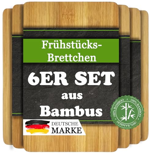 Premium Frühstücksbrettchen aus Bambus - 6er Set - Schneidebrettchen - Frühstücksbrettchen - Schneidebrett - Frühstückbrett Holz - Umweltfreundlich von My-goodbuy24