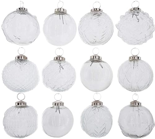 Premium Weihnachtskugeln 12-teiliges Set Echtglas Glaskugeln Weihnachten Weihnachtsdeko Tannenbaumkugeln Glas Christbaumkugeln Set 7-8 cm I205 von My-goodbuy24