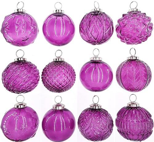 My-goodbuy24 Premium Weihnachtskugeln 12-teiliges Set Echtglas Glaskugeln Weihnachten Weihnachtsdeko Tannenbaumkugeln Glas Christbaumkugeln Set 7-8 cm I208 von My-goodbuy24