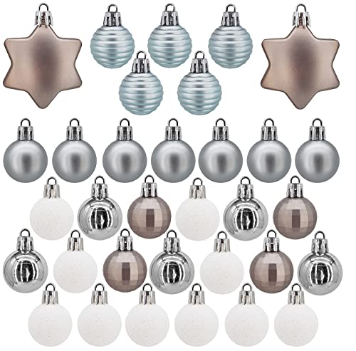 Weihnachtskugeln 33-teiliges Set Weihnachtsdeko - Christbaumkugeln - bruchsicher und stoßfest - Christbaumschmuck Ø 3cm Baumschmuck Weihnachten Deko - Silber/weiß/blau von My-goodbuy24