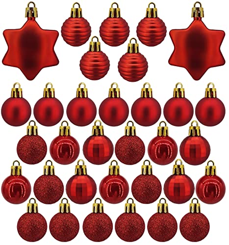 Weihnachtskugeln 33-teiliges Set Weihnachtsdeko - Christbaumkugeln - bruchsicher und stoßfest - Christbaumschmuck Ø 3cm Baumschmuck Weihnachten Deko - rot von My-goodbuy24