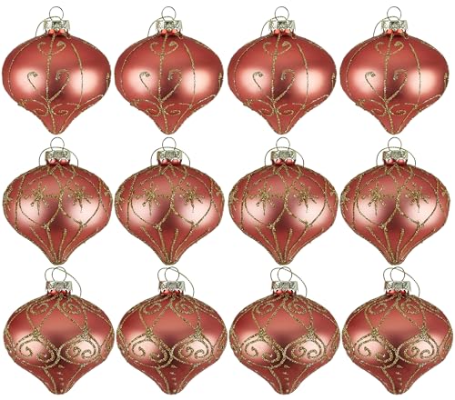 Weihnachtskugeln Weihnachtsdeko 12-teiliges Set - Christbaumkugeln - Christbaumschmuck Weihnachtsdeko Ø 8cm Baumschmuck Weihnachten Deko (12 x Kugeln - K794 - Glas) von My-goodbuy24