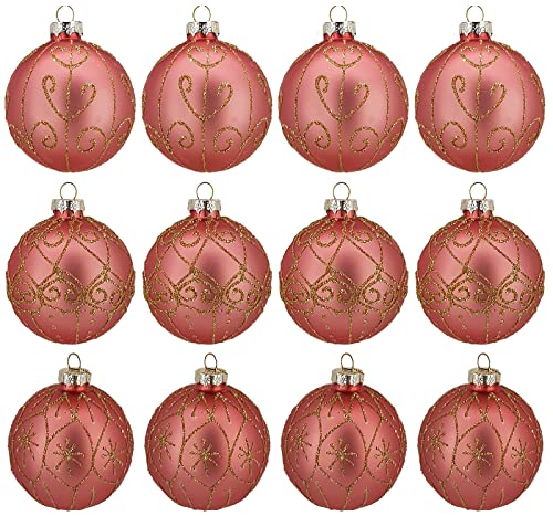 Weihnachtskugeln Weihnachtsdeko 12-teiliges Set - Christbaumkugeln - Christbaumschmuck Weihnachtsdeko Ø 8cm Baumschmuck Weihnachten Deko K872 - Glas von My-goodbuy24