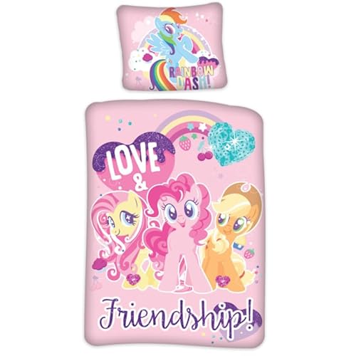 My Little Pony Baby-Bettwäsche, Baumwolle, wendbar, Bettbezug 100 x 135 cm, Kissenbezug 40 x 60 cm von My Little Pony
