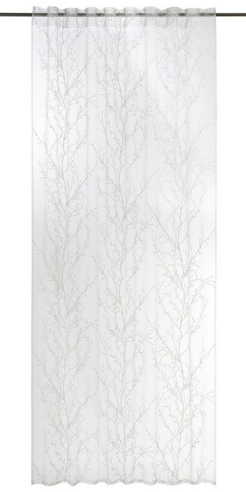 Vorhang Gardine Inverno Ausbrenner transparent Äste wollweiß 140x255cm, My style, Smokband (1 St), leicht perforiert, pflegeleicht von My style