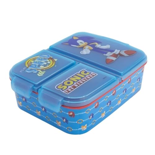 My sweety pop - Brotdose - Lunchbox - Kinder - Kindergarten - Schule - Urlaub - Essen - 19.5 cm - Geschenkidee - 3 Fächer - Sonic - Blau - Junge von My sweety pop