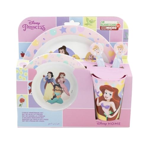 My sweety pop - Kindergeschirr Set - Lunchset - 5-teiliges Set - Teller - Schüssel - Glas - Gabel - Löffel - Disney Prinzessinnen - Mädchen von My sweety pop