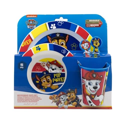 My sweety pop - Kindergeschirr Set - Lunchset - 5-teiliges Set - Teller - Schüssel - Glas - Gabel - Löffel - Paw Patrol - Jungen - Paw Patrol - Blau von My sweety pop