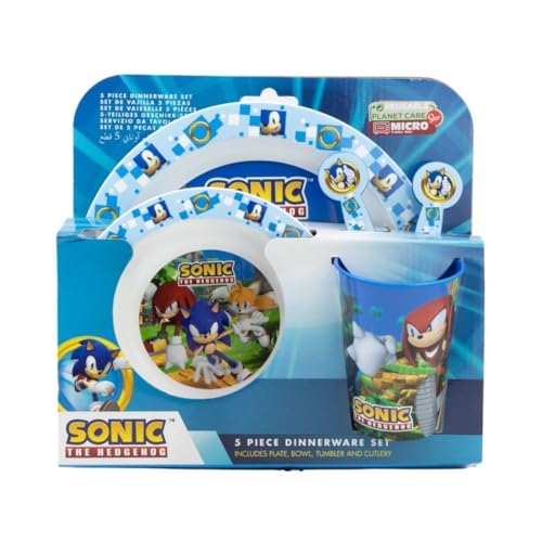 My sweety pop - Kindergeschirr Set - Lunchset - 5-teiliges Set - Teller - Schüssel - Glas - Gabel - Löffel - Sonic - Junge von My sweety pop