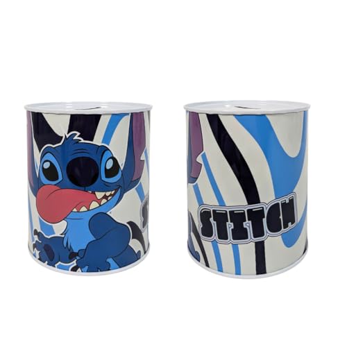 My sweety pop - Metall Spardose Stitch blau - Schule - Münzaufbewahrung - 12 cm - Geschenkidee von My sweety pop
