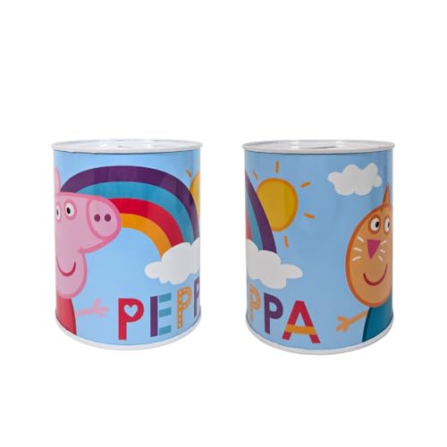 My sweety pop Peppa Wutz Metall Spardose blau - Schule - Münzaufbewahrung - 12 cm - Geschenkidee von My sweety pop
