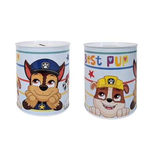 My sweety pop - Spardose aus Metall Paw Patrol weiß - Schule - Münzaufbewahrung - 12 cm - Geschenkidee von My sweety pop