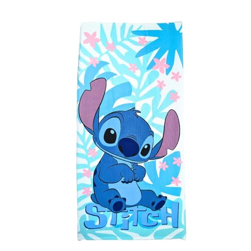 My sweety pop Strandtuch Stitch – Badetuch – Lilo und Stitch – Kinder – 70 x 140 cm – 100 % Polyester – Urlaub – Geschenkidee – Stitch – Weiß/Blau von My sweety pop