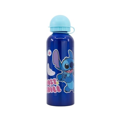 My sweety pop - Trinkflasche - Aluminium - Kinder - Kindergarten - Schule - Urlaub - Mahlzeit - 21cm - 530ml - Hydration - Geschenkidee - Stitch - Blau - Mädchen von My sweety pop