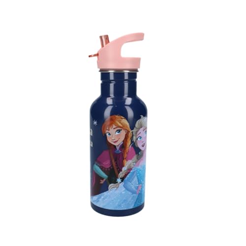 My sweety pop - Trinkflasche Mädchen Frozen Blau - Edelstahl - Krippe - Kindergarten - Schule - Urlaub - Mahlzeit - 22 cm - 500 ml - Hydration - Geschenkidee - Flasche von My sweety pop