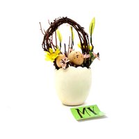 Vintage Osterei-Blumenarrangement Gelbe Blumen, Zweiggriff von My40YearCollection