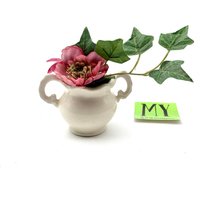 Schöne Keramik Zuckerdose Mit Zwei Griffen Bud Vase Verzierte Griffe Gewellter Rand Wohnkultur Mini Mid Century My40Yearcollection von My40YearCollection