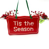 Vintage Cearmic Tis The Season Weihnachtsschild Weihnachtsdekoration My40Yearcollection von My40YearCollection