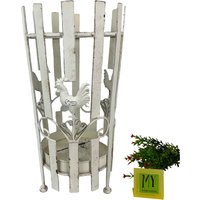 Vintage Distressed Weißmetallkorb Hahn-Dekor, Bauernhaus-stil von My40YearCollection