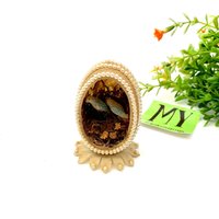 Vintage Ei-Diorama Vogelhaus Perlmutt Lotus Stand, Blauhäher Nest von My40YearCollection