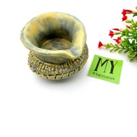 Vintage Handgemachte Keramik Milchkännchen Footed Gelb Grau Marmoriert Glasierte Strukturierte Individuelle Boho Style My40Yearcollection von My40YearCollection