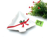 Vintage Mount Clemens Pottery Weihnachtsbaum-Schale Red Ribbon Holly Decor von My40YearCollection