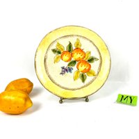 Vintage Pompeji Orangenporzellan Salatteller/Mit Wellenrand Orange Motiv Gelber Rand Boho Style Home Decor My40Yearcollection von My40YearCollection