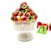 Vintage Porzellan-Teller Mit Geformten Obstdeckel Erdbeeren Und Pfirsiche Tischdekoration Candy Dish Geschenkidee My40Yearcollection von My40YearCollection