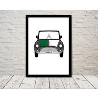 Benutzerdefinierte Reg Mit Algerien Flagge Auf Auto Bonet Kunstdruck Wand Kunst Home Decor Giclee Druck Büro Wohnzimmer von MyArtPalace