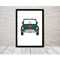 Benutzerdefinierte Reg Mit Bangladesch Flagge Auf Auto Bonet Kunstdruck Wand Kunst Geschenke Home Drucke Giclée Druck Büro Wohnzimmer Decor von MyArtPalace