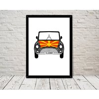 Benutzerdefinierte Reg Mit Mazedonien Flagge Auf Auto Bonet Kunstdruck Wand Kunst Geschenke Home Drucke Giclée Druck Büro Wohnzimmer Decor von MyArtPalace