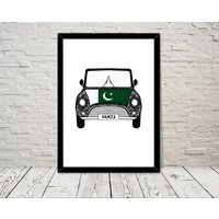 Benutzerdefinierte Reg Mit Pakistan Flagge Auf Auto Bonet Kunstdruck Wand Kunst Geschenke Home Drucke Giclée Druck Büro Wohnzimmer Decor von MyArtPalace