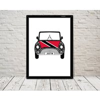 Benutzerdefinierte Reg Mit Trinidad Und Tobago Flagge Auf Auto Knochen Kunst Druck Wand Geschenke Home Drucke Giclée Büro Wohnzimmer Decor von MyArtPalace