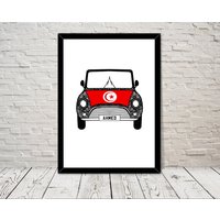Benutzerdefinierte Reg Mit Tunesien Flagge Auf Auto Bonet Kunstdruck Wand Kunst Geschenke Home Drucke Giclée Druck Büro Wohnzimmer Decor von MyArtPalace