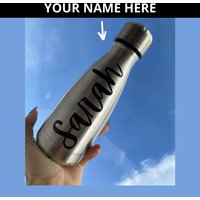 Personalisierte Edelstahl Trinkflasche Aus - Personalisiertes Geschenk Thermo Flasche Personalisiert von MyBeHappyBoutique
