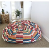 Regenbogen Streifen Sitzsack Korbgeflecht Baumwolle Leinen, Kinder & Erwachsene Regenbogen Streifen Sitzsack Korbgeflecht Baumwolle Leinen, Kinder & Erwachsene von MyBeachsideStyle