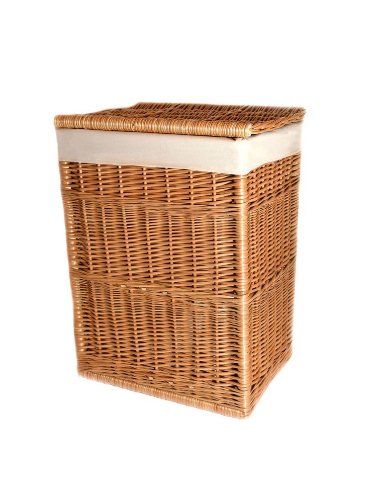 MyBer® Wäschekorb Weidenkorb Wäschebehälter Handtücherkorb Bad Korb aus Weide (Set, 2 St., Wäschebox mit beige Stoffeinlage), braun Breite Oben 48cm Unten 42cm H 56cm T37cm K4-212-SWB von MyBer®