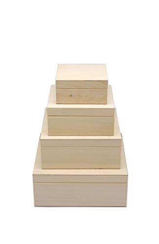 MyBer Holzbox Set 4 Stück, Holzkisten, Schatzbox, Holzschachtel, dekorative Aufbewahrungsboxen PM_PZ222K4 von MyBer