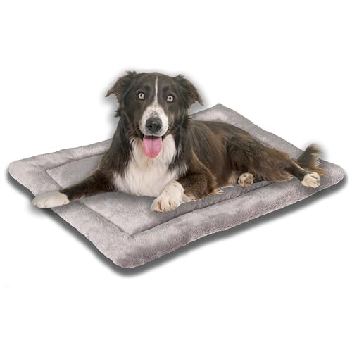 MyBestBuddy Hundekissen Komfort grau 80x60 cm L, allergikerfreundlich (100% Polyester), rutschfest - 40°C waschbar mit flauschigem Stoffbezug - Hundematte BZW. Hundebett für mittelgroße Hunde von MyBestBuddy
